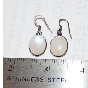 Vintage Faux Opal Drop Earrings for Pierced Ears Silver Tone